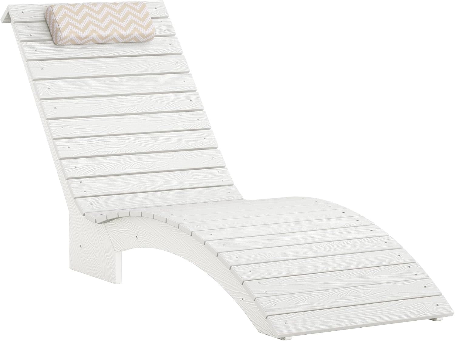 HDPS In-Pool Lounge Chairs Set of 2 | Weighted All-Weather Tanning Chaise with Headrest (White)