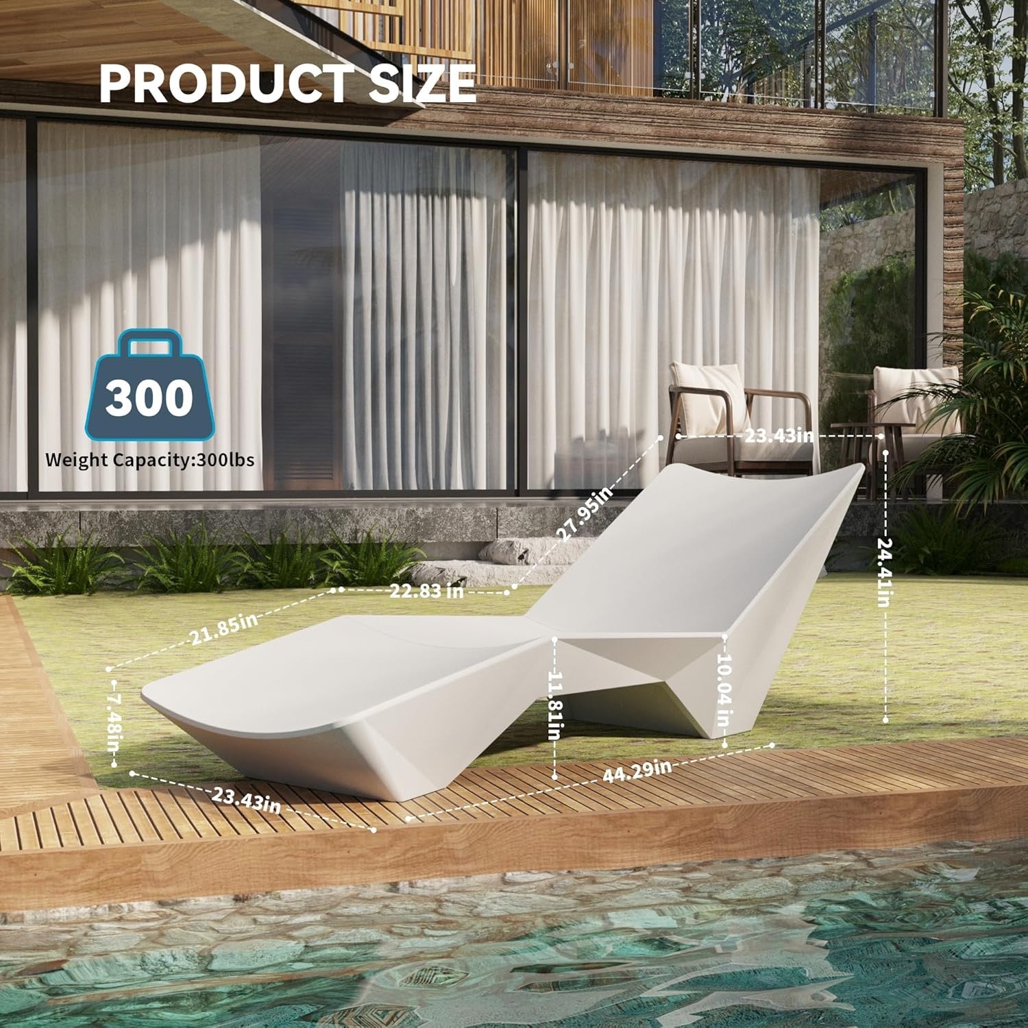 In-Pool Lounge Chair | Waterproof Weighted Tanning Chair for Poolside & Baja Shelf (White)