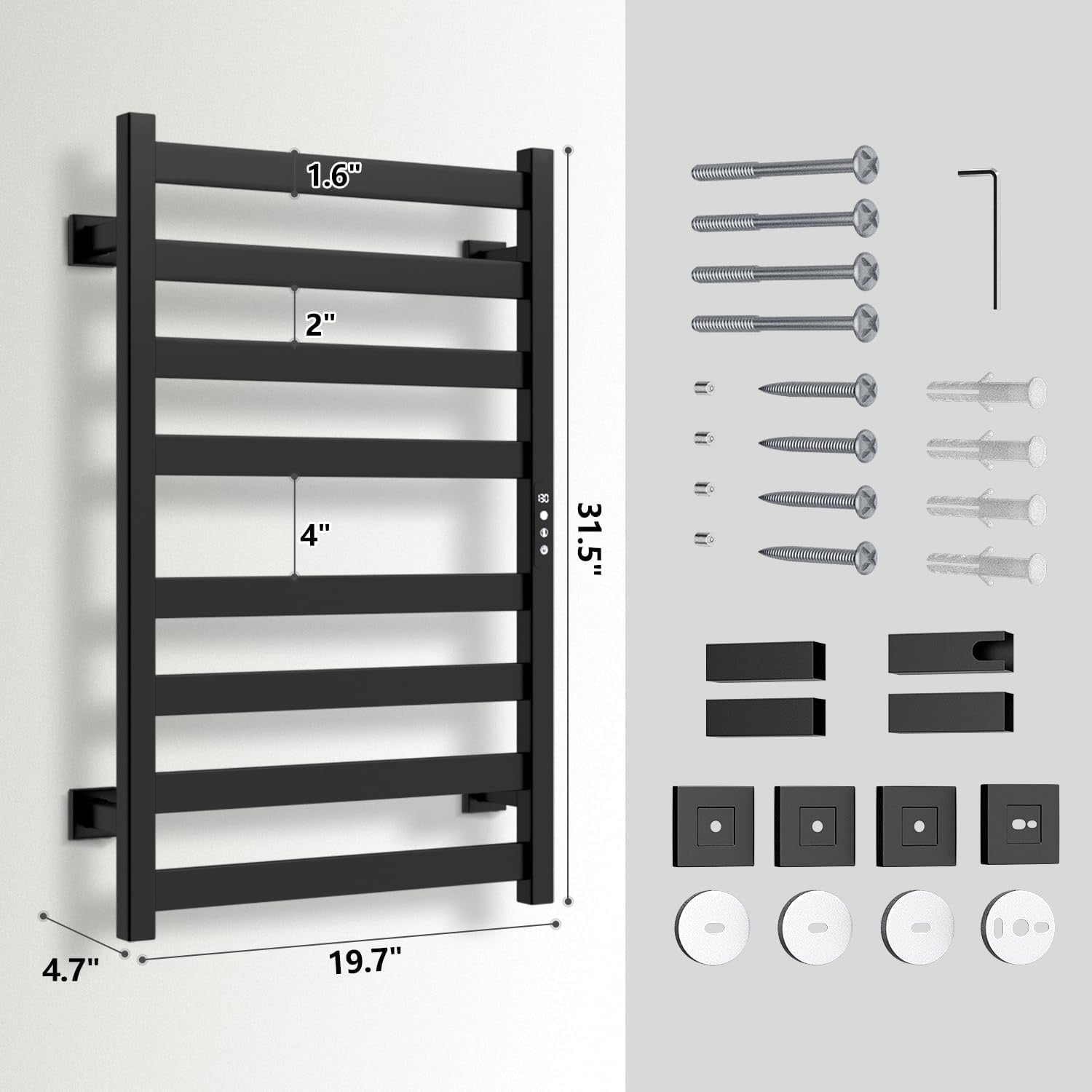 8-Bar Electric Towel Warmer Rack | Wall-Mounted Stainless Steel Towel Heater with Timer & Smart Temperature Control