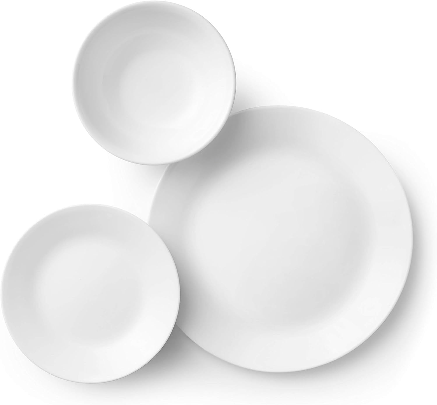 Corelle Vitrelle Dinnerware Set (18-Piece) | Chip-Resistant Winter Frost White Plates & Bowls Service for 6