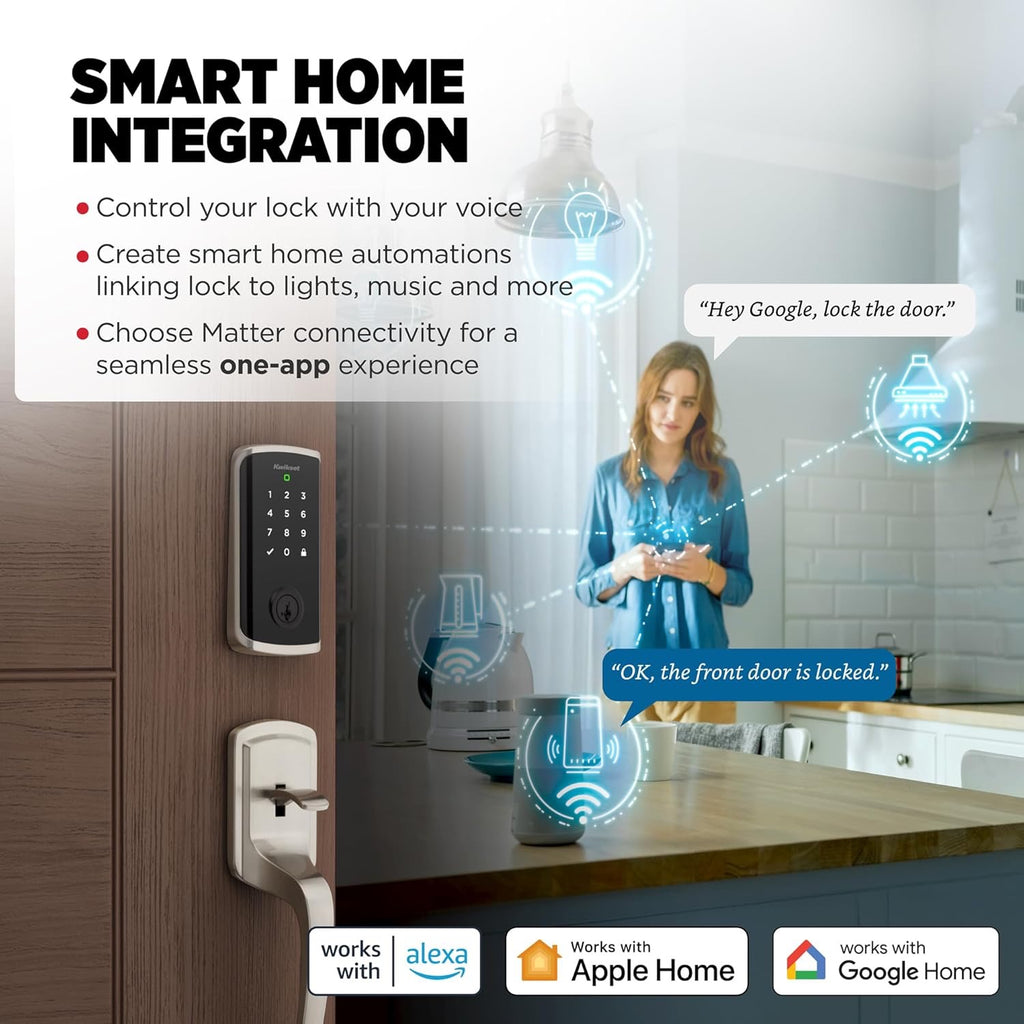 Kwikset Halo Select Smart Lock | Wi-Fi & Matter Enabled Keyless Entry Deadbolt (Satin Nickel)