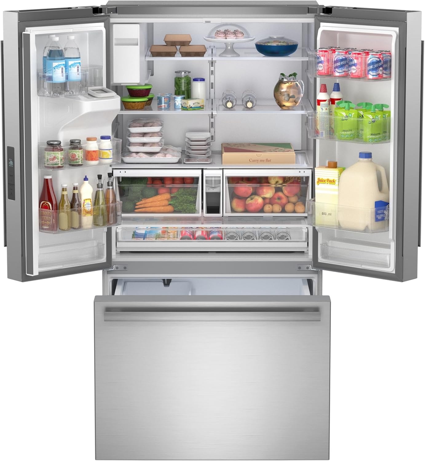 Sharp SJF2955KS 28.9 cu ft 3-Door French Door Refrigerator | Ice & Water Dispenser (Stainless Steel)