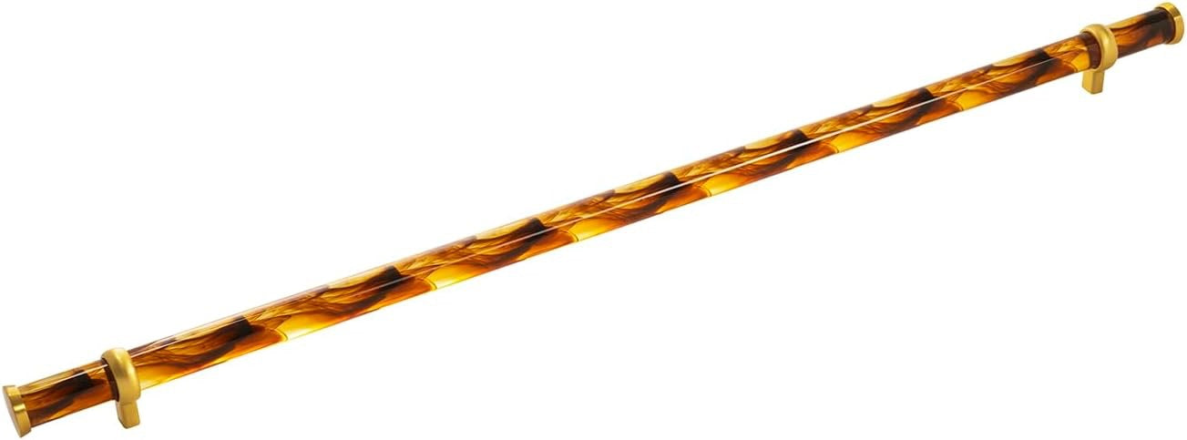 Belwith-Keeler Bijou Paramount Cabinet Pull | Tortoise Shell Acrylic & Brushed Golden Brass 27-1/8"
