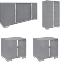 AMERLIFE 4-Piece High Gloss Bedroom Dresser Set | Modern White Storage Set with Nightstands, Chest & 6-Drawer Dresser