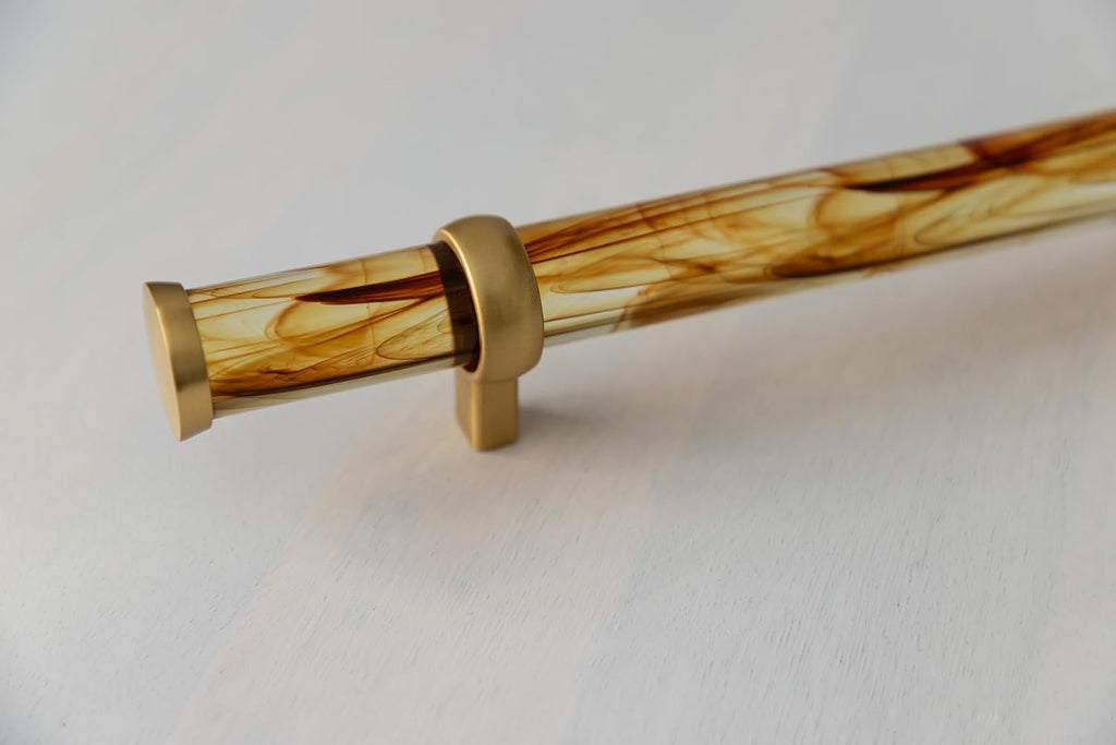 Belwith-Keeler Bijou Paramount Cabinet Pull | Tortoise Shell Acrylic & Brushed Golden Brass 27-1/8"