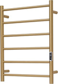 6-Bar Brushed Gold Heated Towel Rack | Wall-Mounted Electric Towel Warmer with Timer & Temperature Control