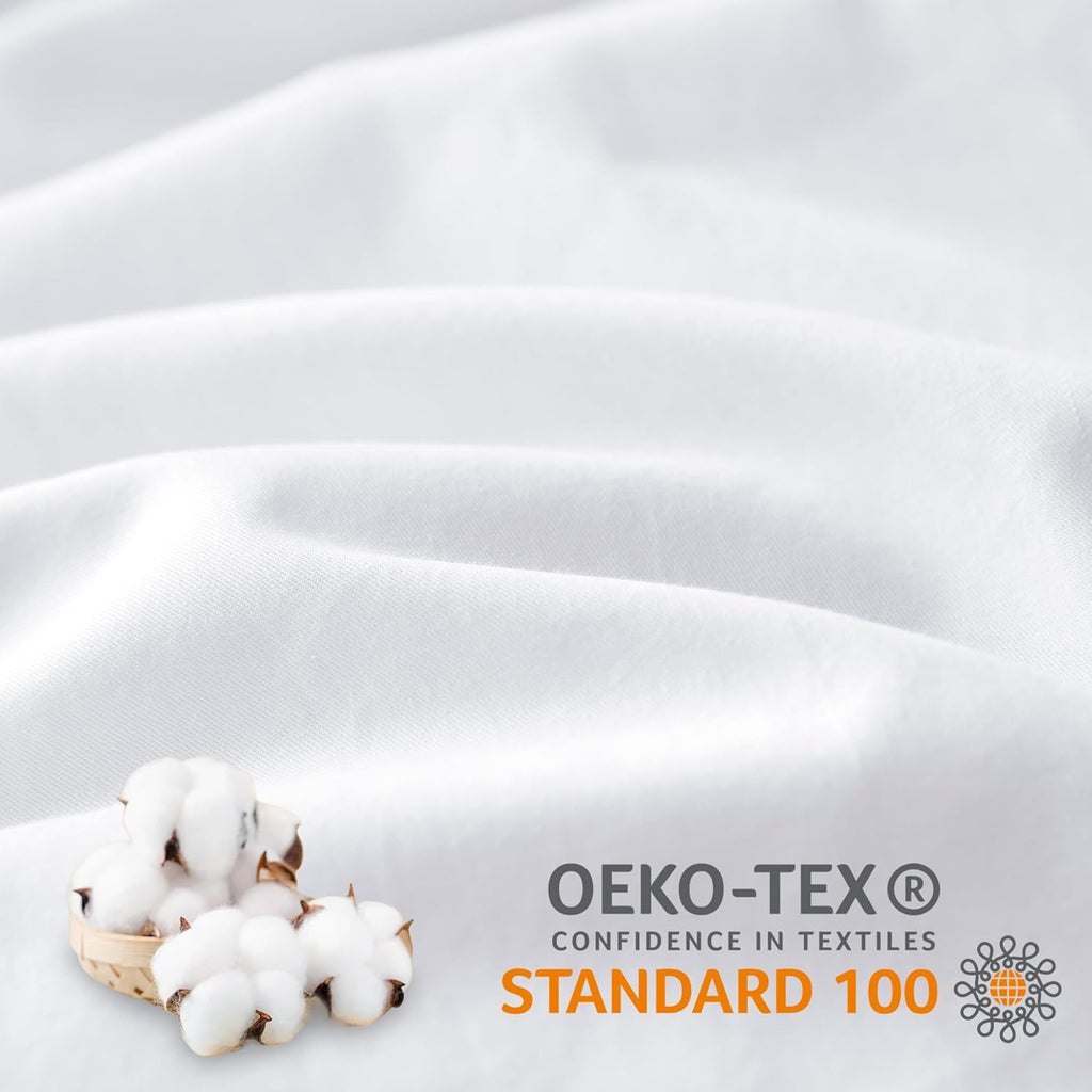 ATsense White Duvet Cover Set | Washed Cotton, Linen-Feel Hotel-Style Bedding (3-Piece)