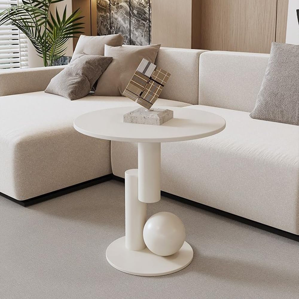 Modern Faux Marble Coffee Table | Abstract Oval Stone Coffee Table with Metal Base – 39"