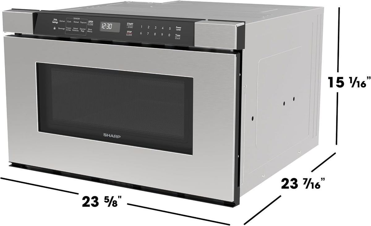 Sharp SMD2420MS 24-Inch Built-In Microwave Drawer | 1.2 Cu. Ft. Stainless Steel | Sensor Cook