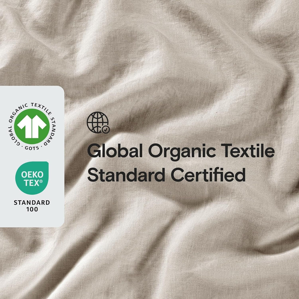 SIJO Stone Washed Organic French Linen Sheet Set King | GOTS Certified Cooling Linen Sheets Breathable Luxury Bedding