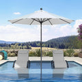 PURPLE LEAF 9’ Round Patio Umbrella | Aluminum Frame Market Umbrella with Tilt for Garden & Poolside (White)