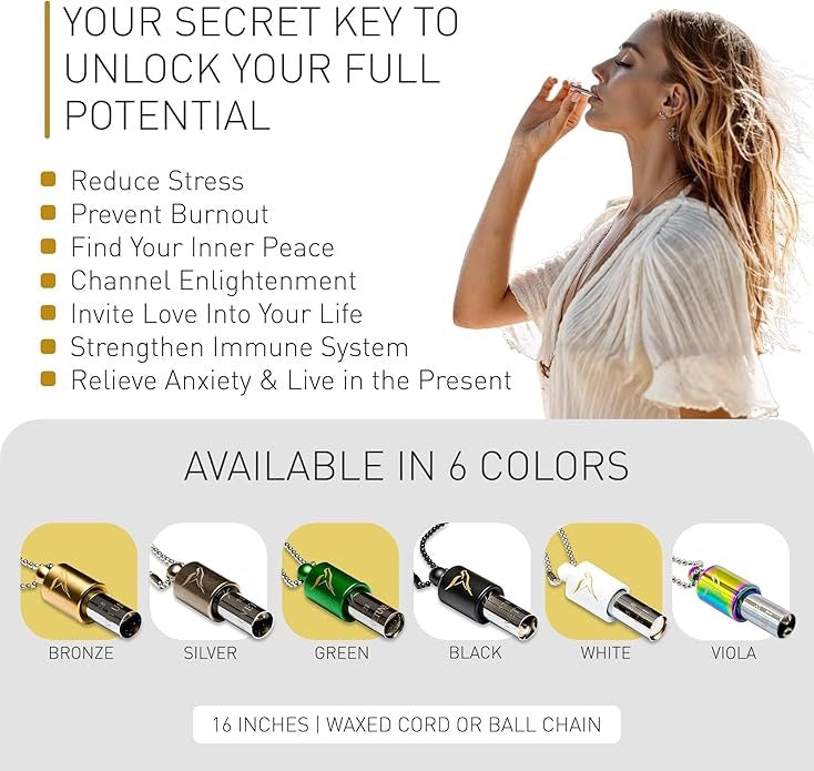 LOVETUNER 528Hz Breathing Necklace | Sound Healing Meditation Whistle for Stress Relief & Mindfulness