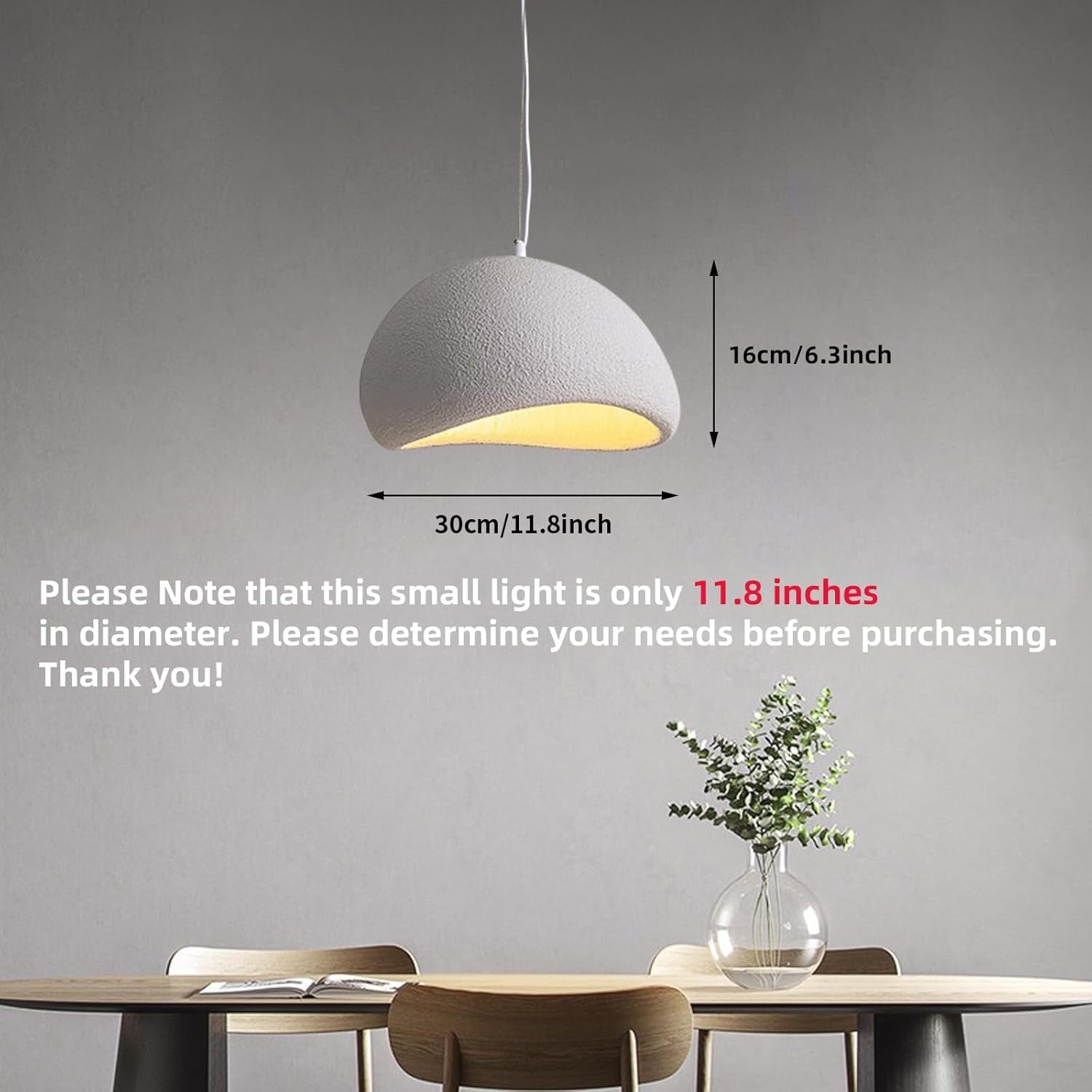 JAYMP Wabi Sabi Mini Pendant Light | Japanese Bird Nest Style Matte White Hanging Lamp – 11.8"
