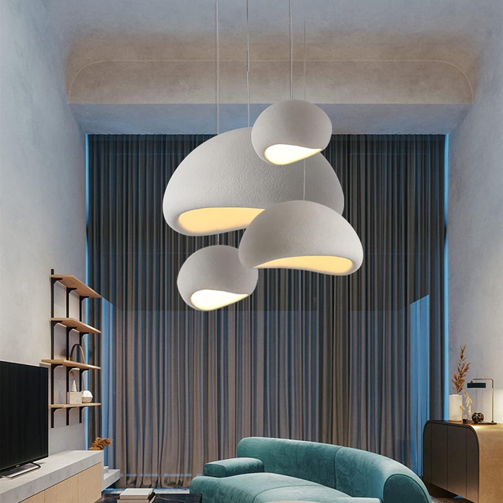 JAYMP Wabi Sabi Mini Pendant Light | Japanese Bird Nest Style Matte White Hanging Lamp – 11.8"