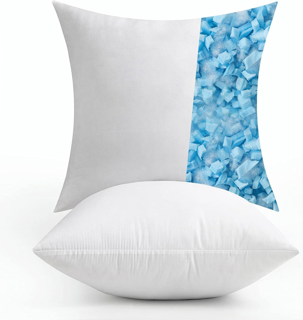 MIULEE 20×20 Decorative Pillow Inserts (Set of 2) | Shredded Memory Foam Cooling Fill for Couch & Bed