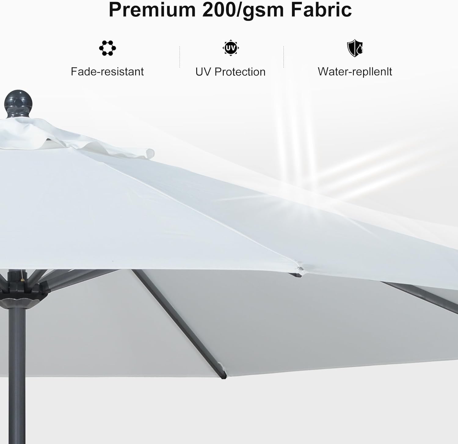 PURPLE LEAF 9’ Round Patio Umbrella | Aluminum Frame Market Umbrella with Tilt for Garden & Poolside (White)