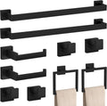 10-Piece Matte Black Bathroom Hardware Set | 23.6” SUS304 Stainless Steel Towel Bar & Accessories