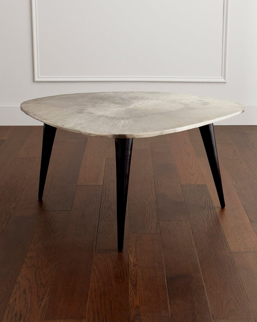 Triata Coffee Table Cyan Design Sculptural Metal Coffee Table Raw Nickel Bronze Modern Artistic Table