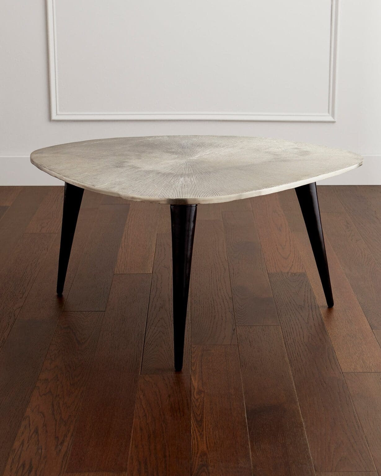 Triata Coffee Table Cyan Design Sculptural Metal Coffee Table Raw Nickel Bronze Modern Artistic Table