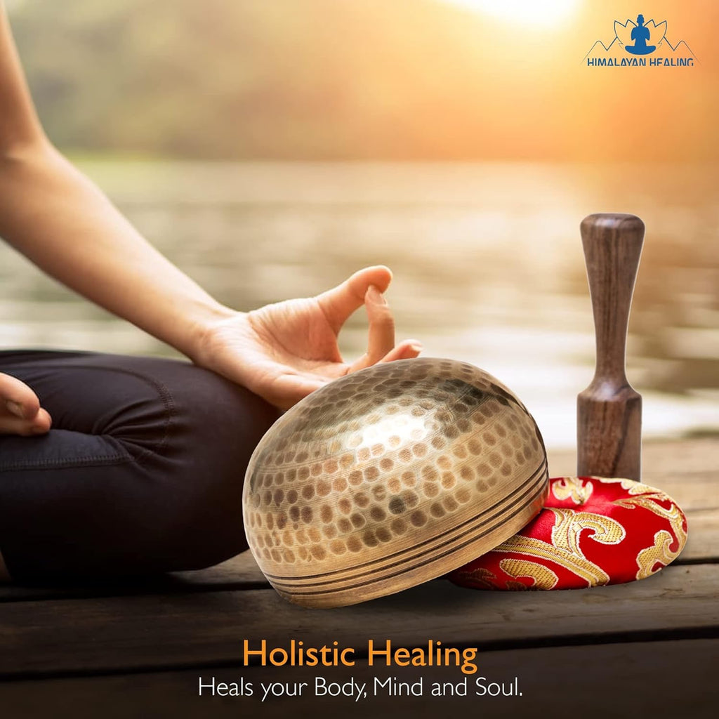 HIMALAYAN HEALING® Tibetan Singing Bowl Set | Hand-Hammered Meditation Sound Bowl for Yoga, Mindfulness & Home Décor