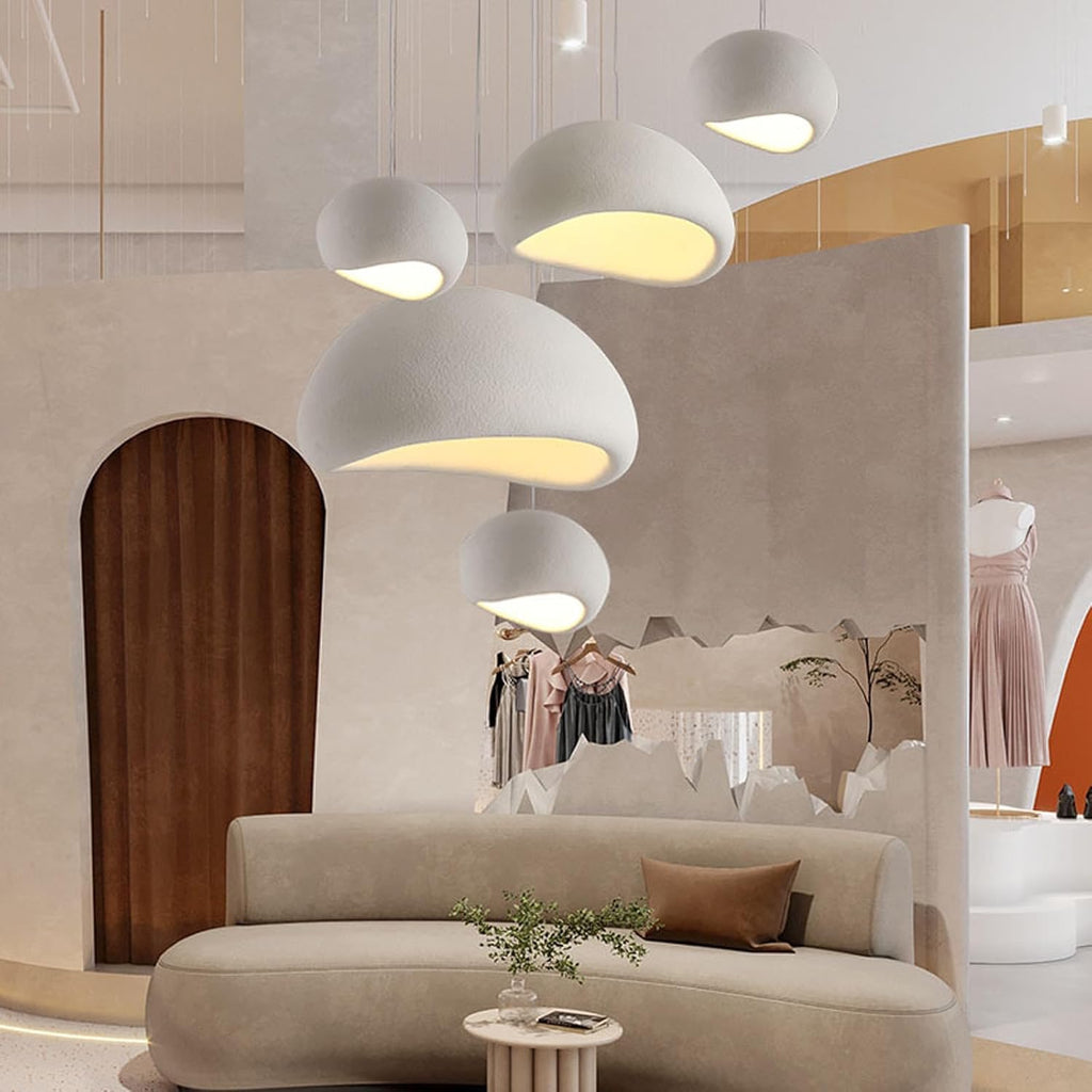 JAYMP Wabi Sabi Mini Pendant Light | Japanese Bird Nest Style Matte White Hanging Lamp – 11.8"