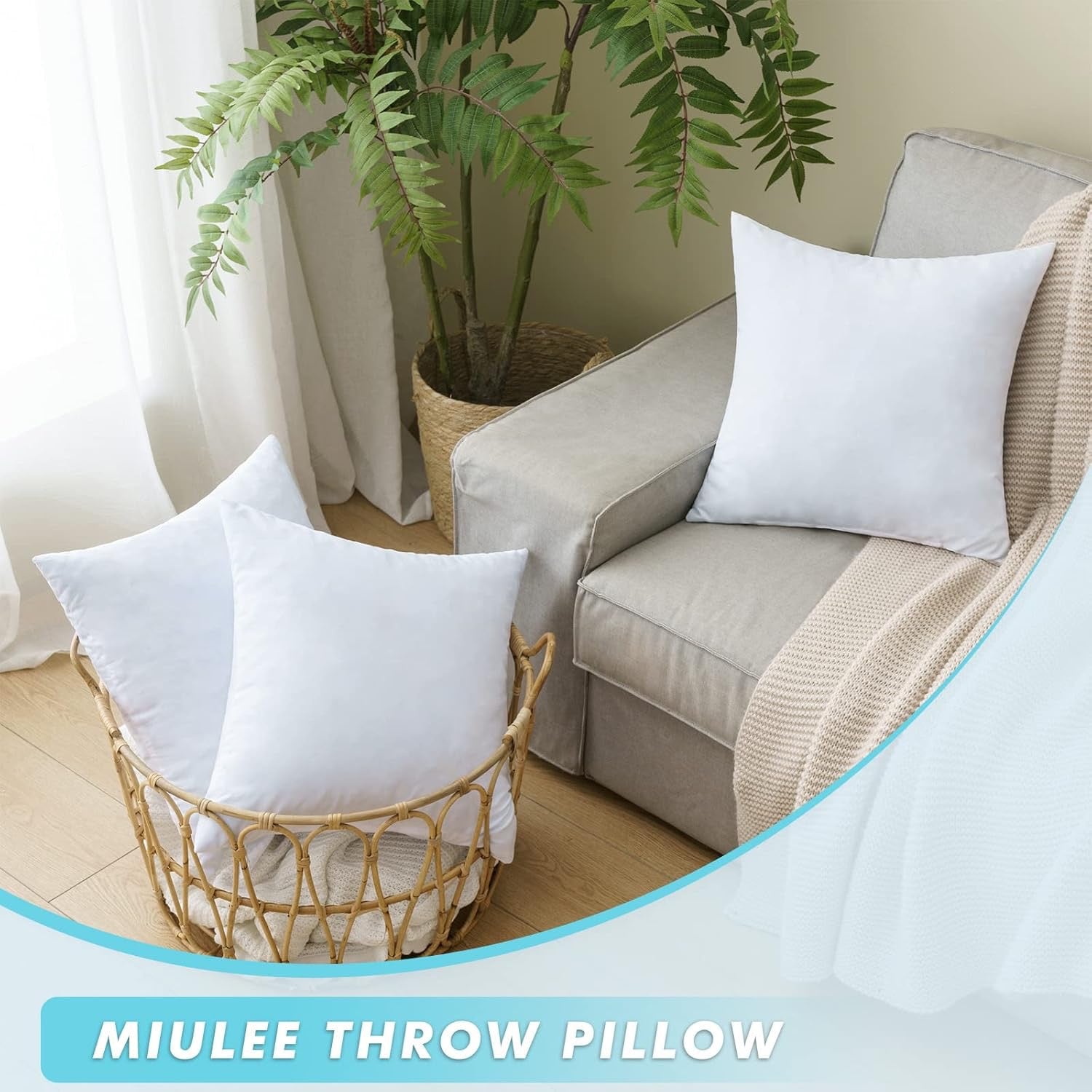 MIULEE 20×20 Decorative Pillow Inserts (Set of 2) | Shredded Memory Foam Cooling Fill for Couch & Bed