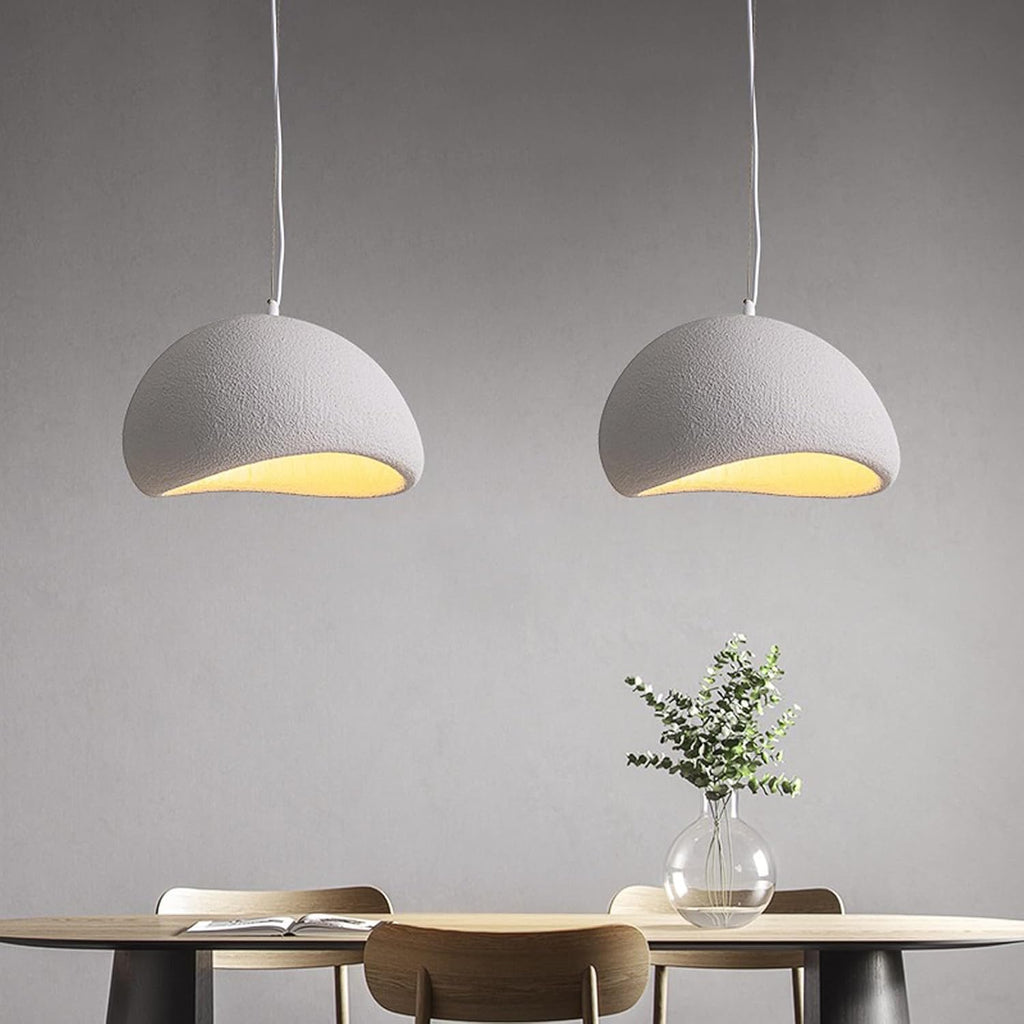 JAYMP Wabi Sabi Mini Pendant Light | Japanese Bird Nest Style Matte White Hanging Lamp – 11.8"