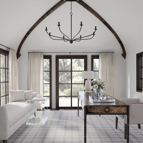 Dolan 8 Light Chandelier 52 Inch Matte Black Capital Lighting Modern Candle Style Dining Room Ceiling Light