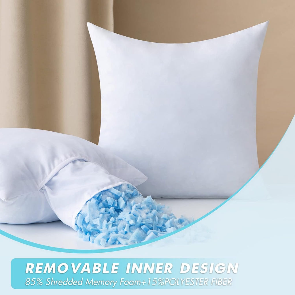 MIULEE 20×20 Decorative Pillow Inserts (Set of 2) | Shredded Memory Foam Cooling Fill for Couch & Bed
