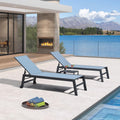 PURPLE LEAF Outdoor Chaise Lounge Set for 2 | Aluminum Poolside Lounge Chairs with Side Table (Teal)