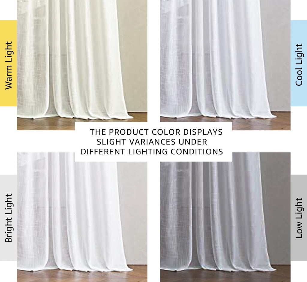 NICETOWN White Linen Sheer Curtains – Semi-Transparent Window Panels for Living Room & Sliding Glass Doors