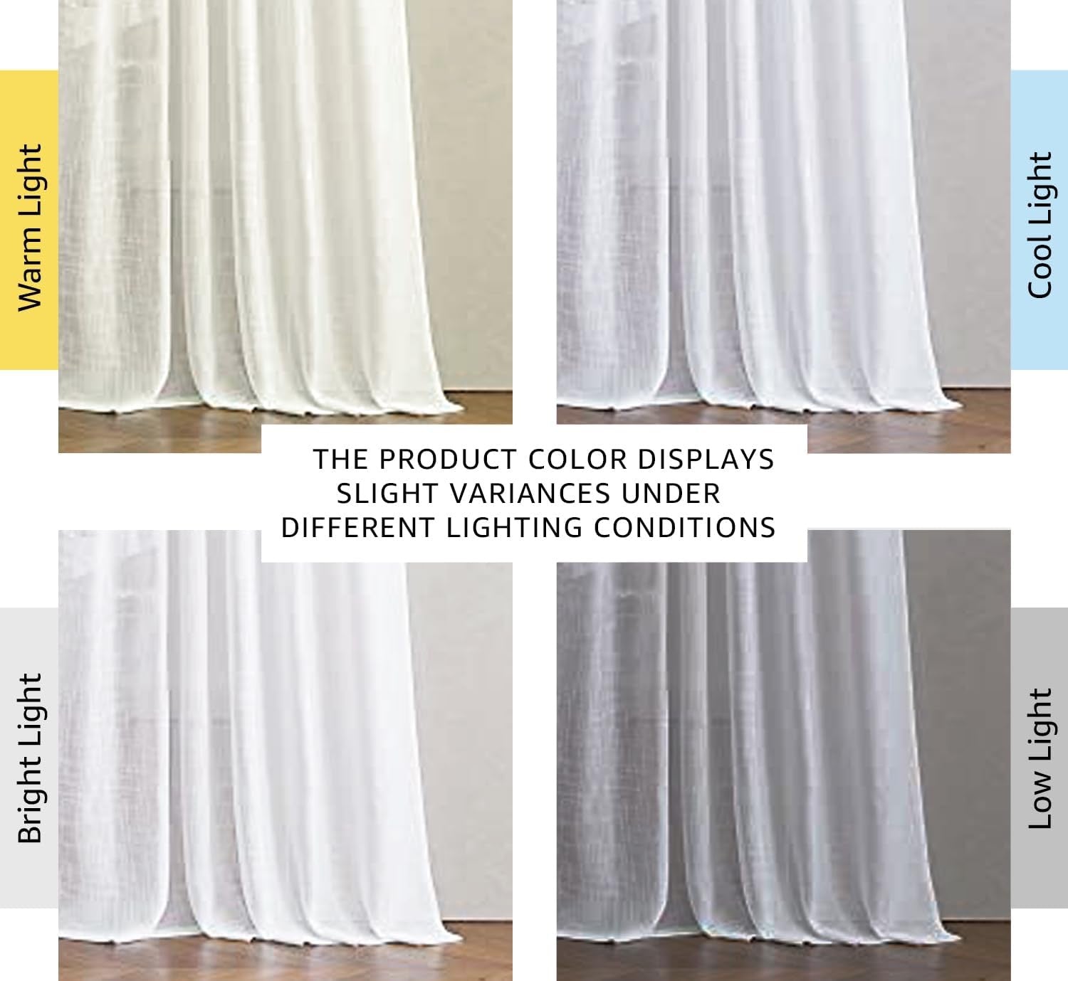 NICETOWN White Linen Sheer Curtains – Semi-Transparent Window Panels for Living Room & Sliding Glass Doors