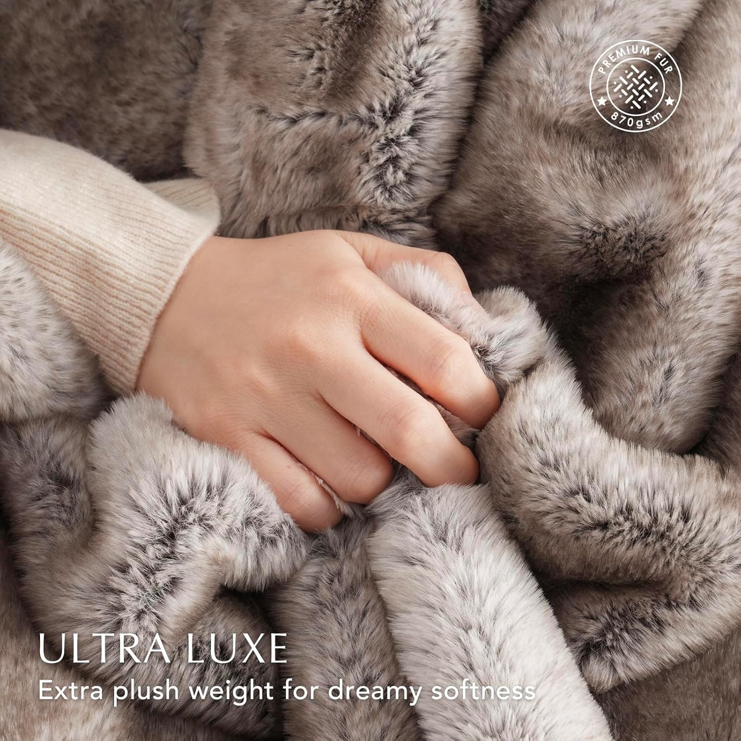 EVERGRACEHOME Mink Faux Fur Throw Blanket | Ultra-Soft Reversible Ombré Plush Blanket (60” x 80”)