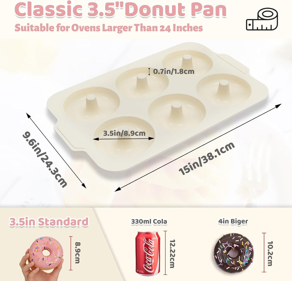 Nonstick Silicone Donut Pan with Metal Frame | Large 3.5” Donut Mold for Baking