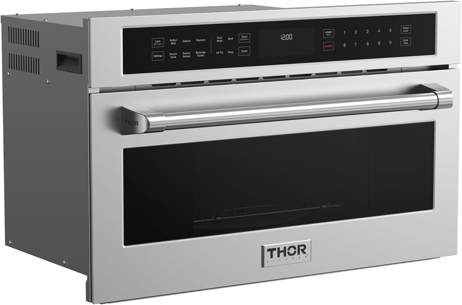 Thor Kitchen 30″ Built‑In Professional Microwave Speed Oven with Air Fry | 30″ Built-In Air Fry Microwave Oven with Drop-Down Door (Stainless Steel)
