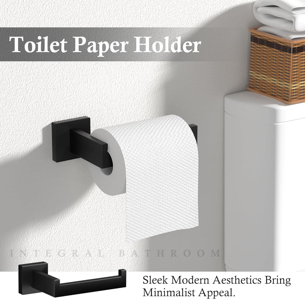 10-Piece Matte Black Bathroom Hardware Set | 23.6” SUS304 Stainless Steel Towel Bar & Accessories
