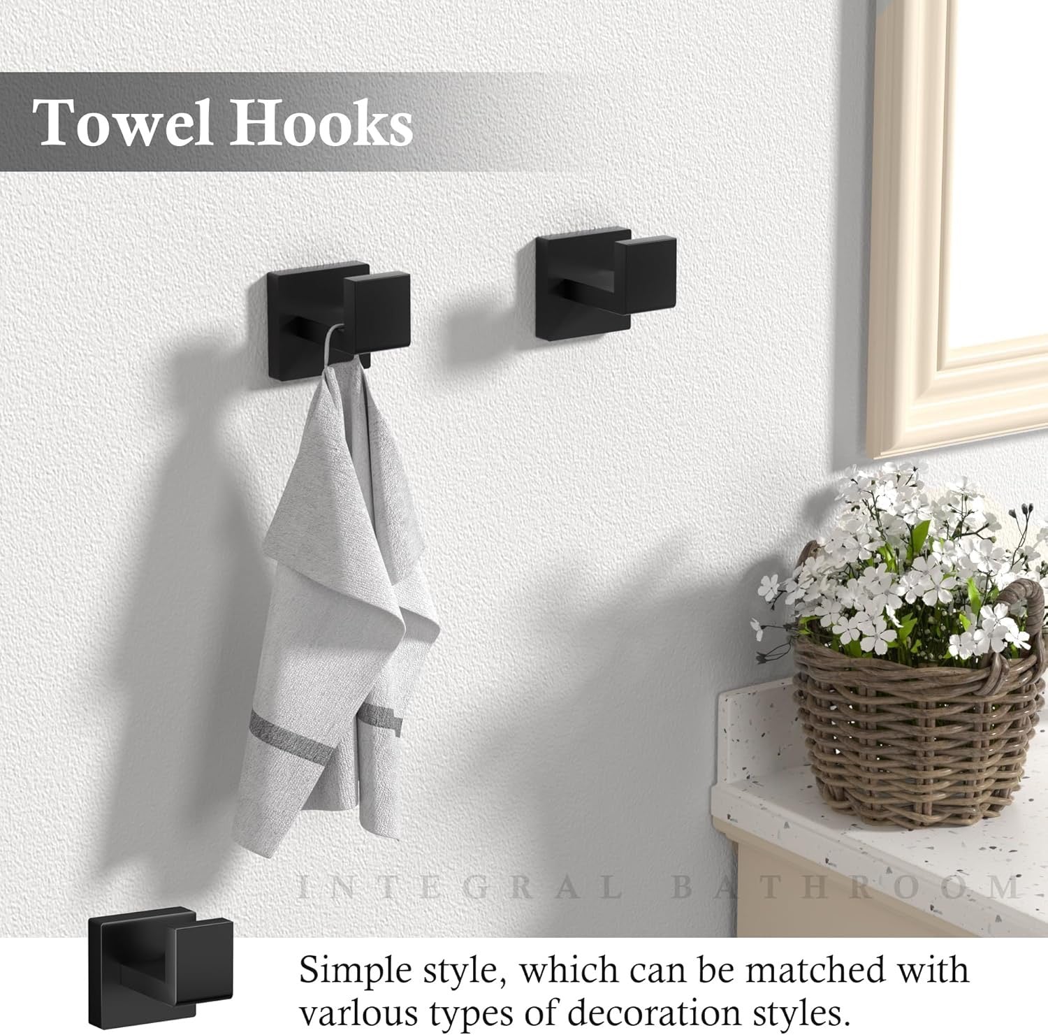 10-Piece Matte Black Bathroom Hardware Set | 23.6” SUS304 Stainless Steel Towel Bar & Accessories