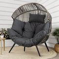 Vongrasig Outdoor Wicker Egg Chair | Oversized PE Rattan Patio Lounge Chair with Cushion (Black/Rattan)