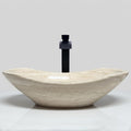 Shades of Nature Travertine Vessel Sink | Hand-Carved Oval Above Counter Bathroom Vanity Basin