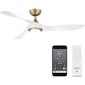 WAC Swirl 54 Inch Smart Ceiling Fan Soft Brass Matte White LED Modern 3 Blade App Controlled Ceiling Fan