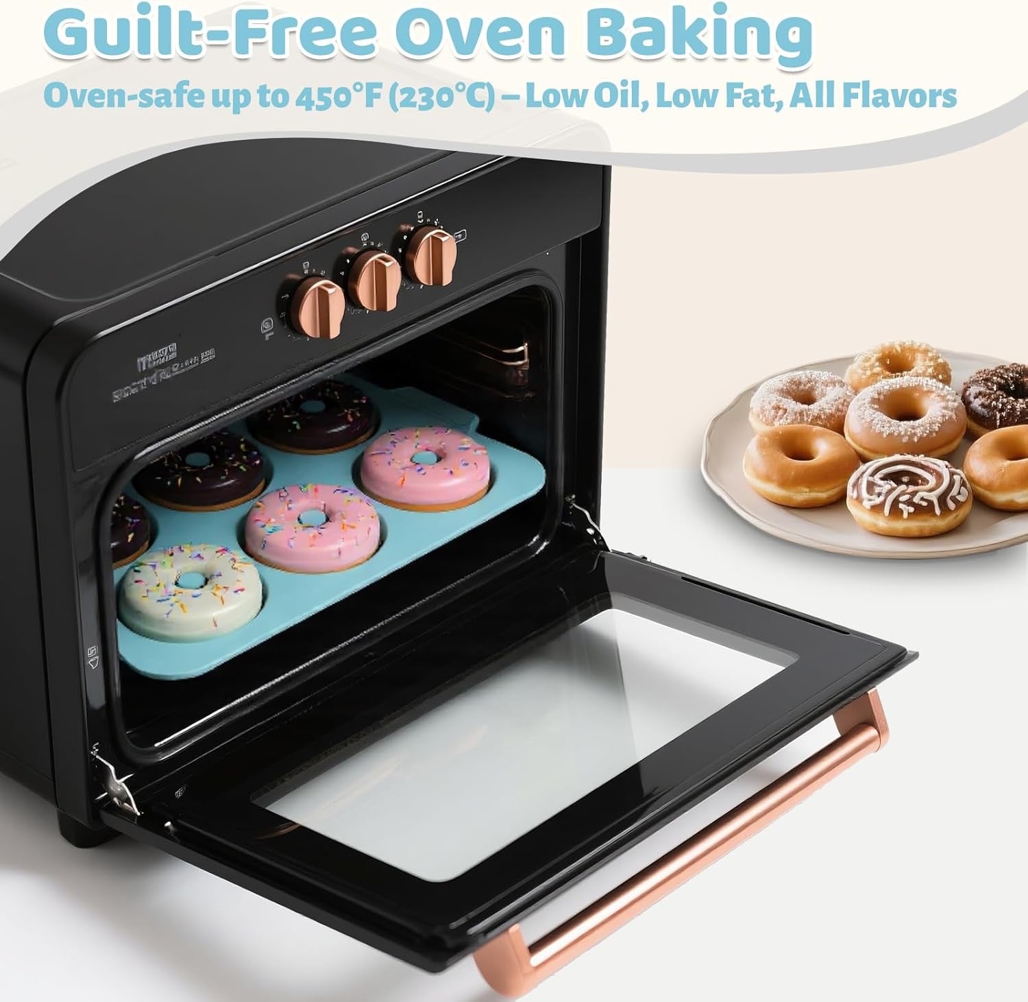 Nonstick Silicone Donut Pan with Metal Frame | Large 3.5” Donut Mold for Baking
