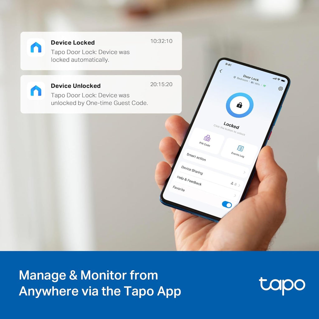 Tapo DL100 Smart Wi-Fi Deadbolt | Keyless Entry Door Lock with App Monitoring & Auto-Lock