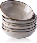 AmorArc Ceramic Cereal Bowls Set of 6 | Handmade Stoneware Bowls with Reactive Glaze – Cappuccino