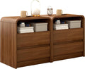 Modern Nightstand Set of 2 with Charging Station | 23.6” Mid-Century Side Tables with Curved Design