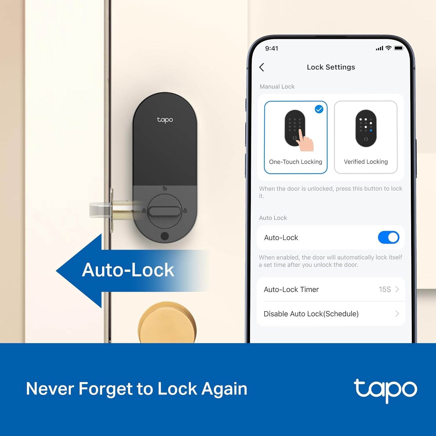 Tapo DL100 Smart Wi-Fi Deadbolt | Keyless Entry Door Lock with App Monitoring & Auto-Lock