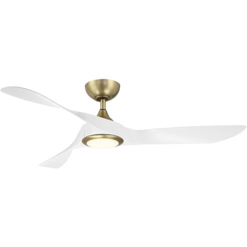 WAC Swirl 54 Inch Smart Ceiling Fan Soft Brass Matte White LED Modern 3 Blade App Controlled Ceiling Fan