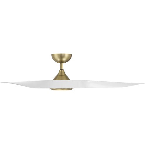 WAC Swirl 54 Inch Smart Ceiling Fan Soft Brass Matte White LED Modern 3 Blade App Controlled Ceiling Fan