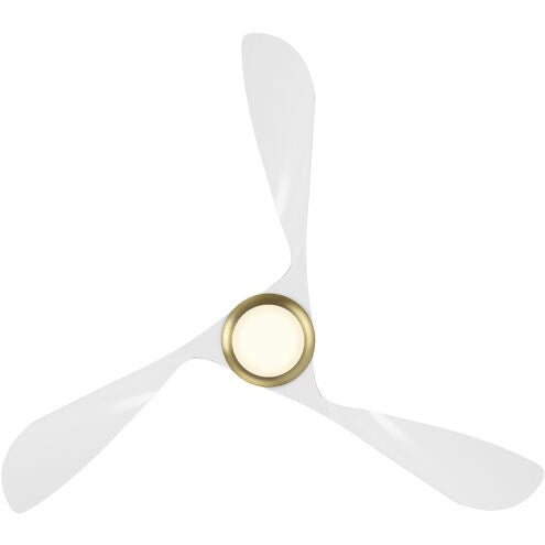 WAC Swirl 54 Inch Smart Ceiling Fan Soft Brass Matte White LED Modern 3 Blade App Controlled Ceiling Fan