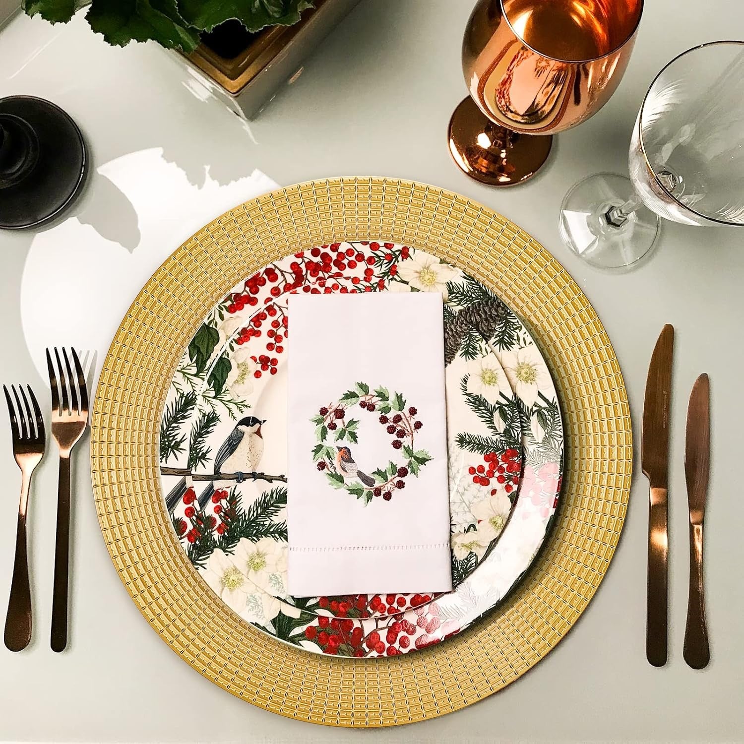 Hiceeden Gold Charger Plates Set of 12 | 13” Decorative Chain Rim Table Chargers