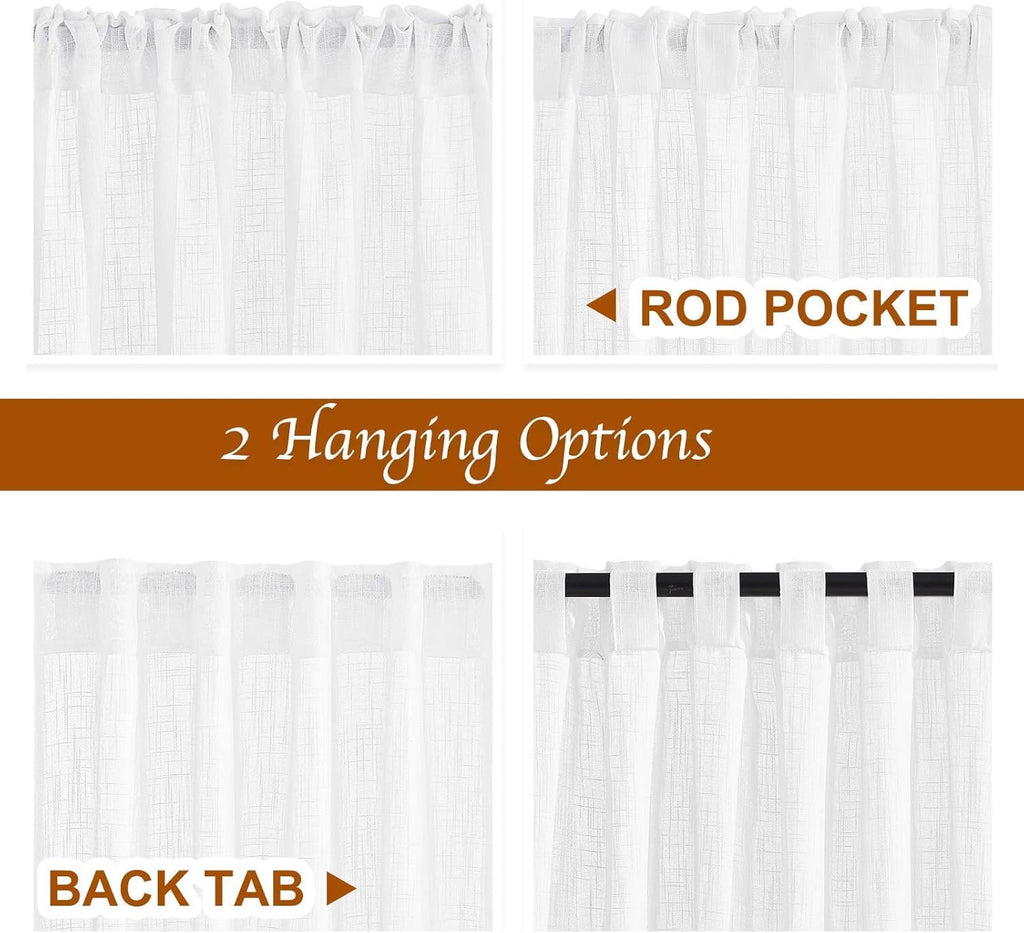 NICETOWN White Linen Sheer Curtains – Semi-Transparent Window Panels for Living Room & Sliding Glass Doors